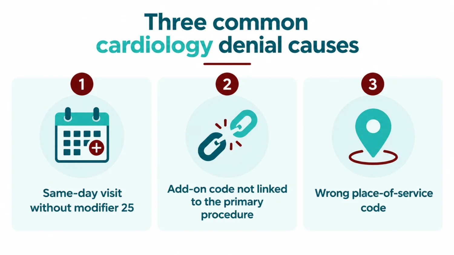 Cardiology Medical Billing 1 Three common reasons cardiology claims are denied